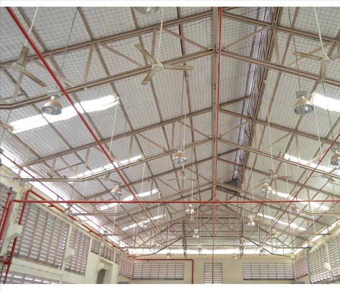 Factory roof structure and automatic fire protection in building system