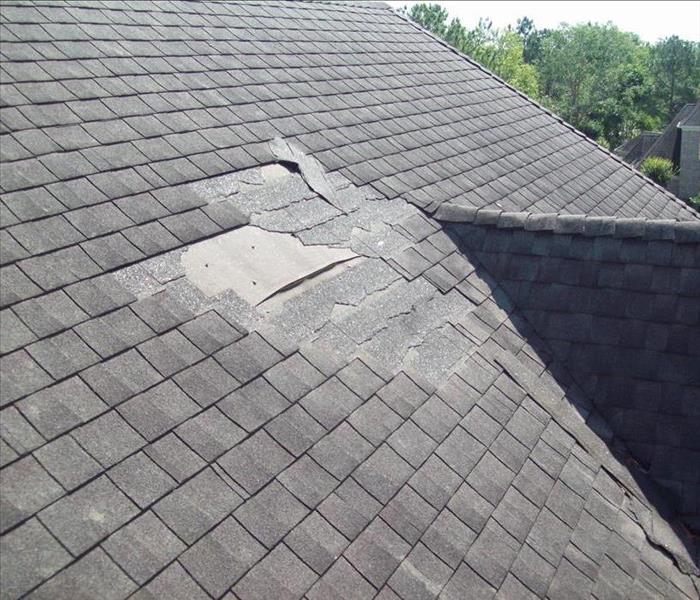 Missing shingles on a roof