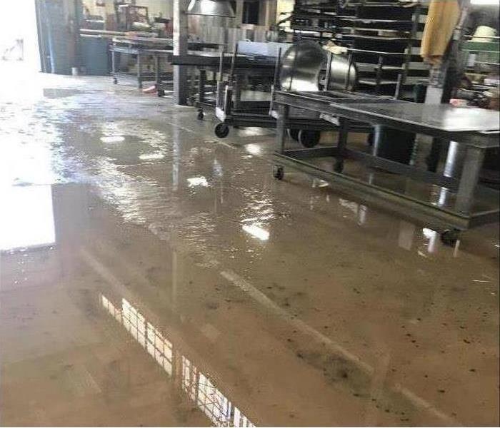 Floodwaters in commercial building